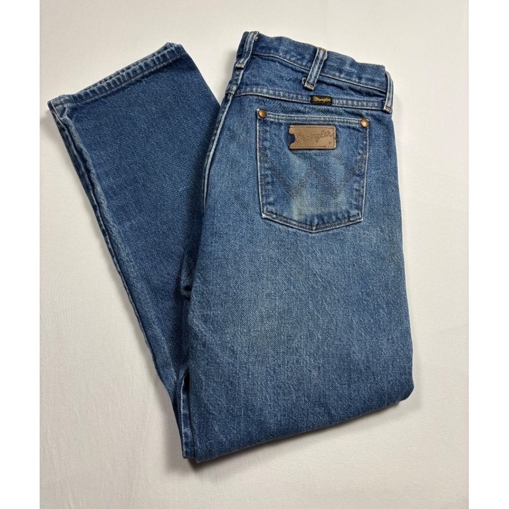 Wrangler Cowboy Cut Mens Blue Denim Jeans Western Straight Leg 34x30
